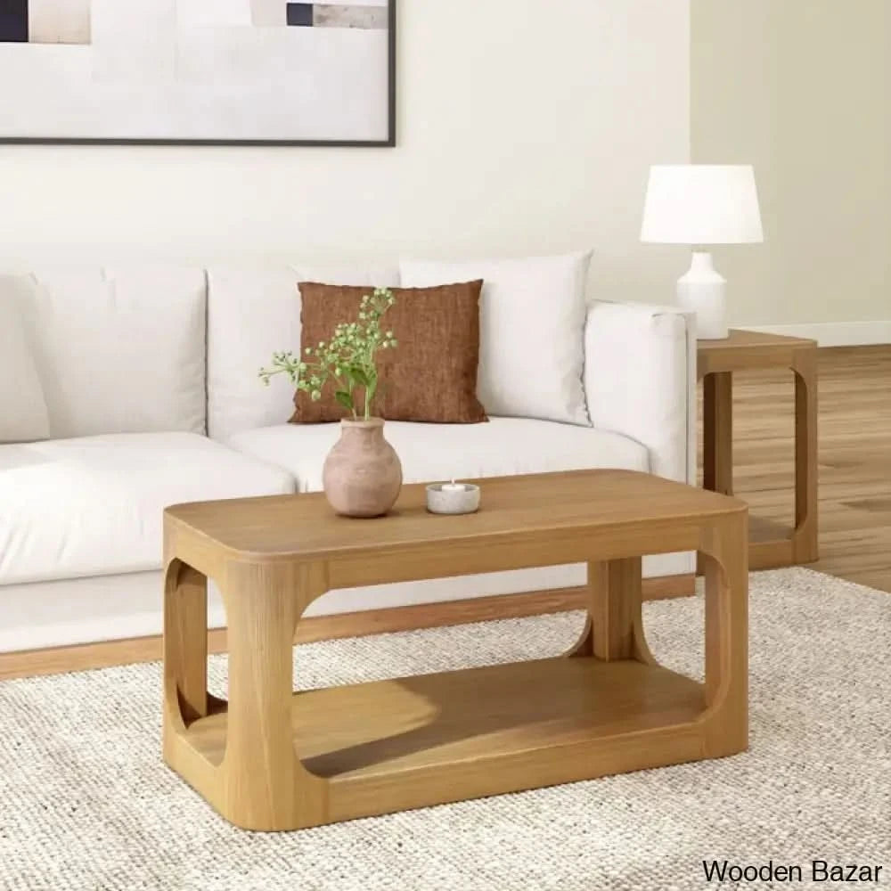 Jasmarie 4 Legs Coffee And Center Table With Storage Pecan