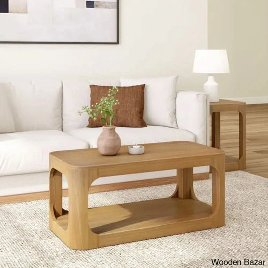 Jasmarie 4 Legs Coffee And Center Table With Storage Pecan