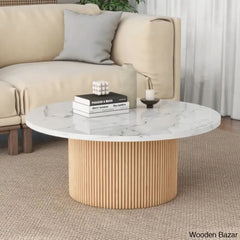 Jass 35āā Marbled Wood Round Coffee And Center Table