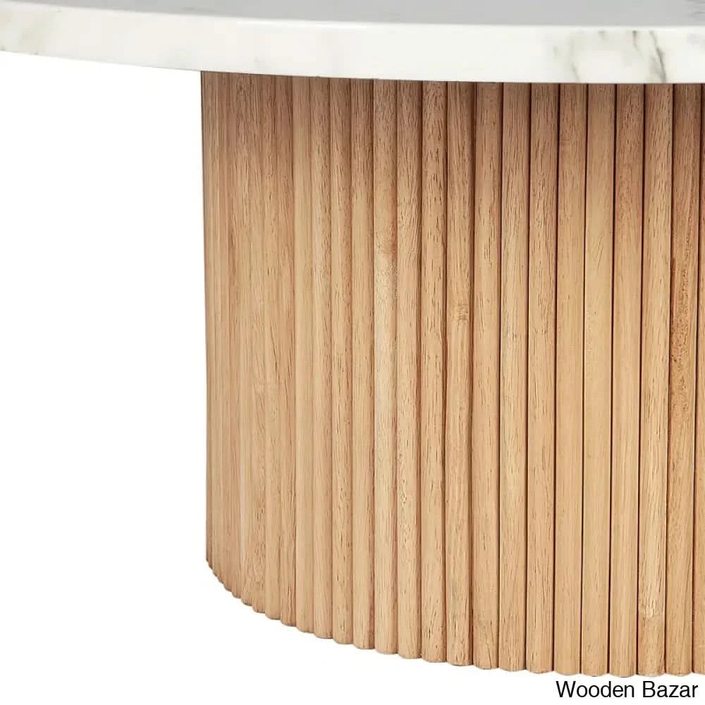 Jass 35āā Marbled Wood Round Coffee And Center Table