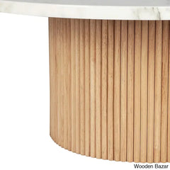 Jass 35āā Marbled Wood Round Coffee And Center Table