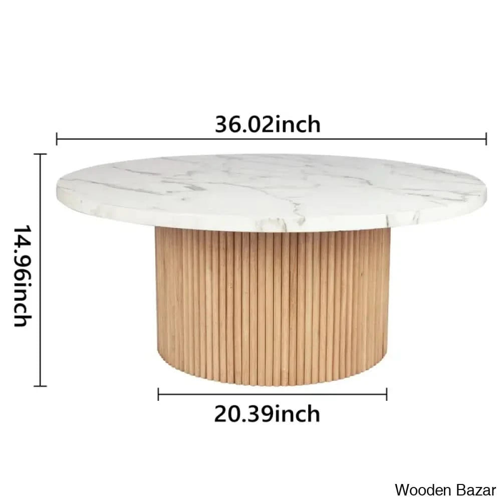Jass 35āā Marbled Wood Round Coffee And Center Table