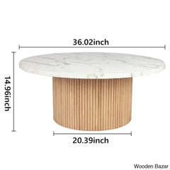 Jass 35āā Marbled Wood Round Coffee And Center Table