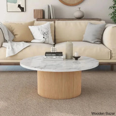 Jass 35āā Marbled Wood Round Coffee And Center Table