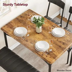 Jatta Stylish 4 Seater Dining Table Set - Wooden Bazar
