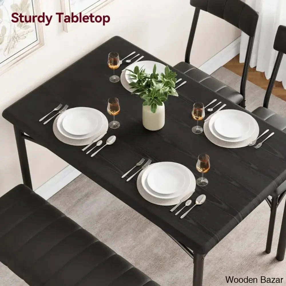 Jatta Stylish 4 Seater Dining Table Set - Wooden Bazar