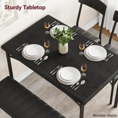 Jatta Stylish 4 Seater Dining Table Set - Wooden Bazar