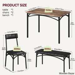 Jatta Stylish 4 Seater Dining Table Set - Wooden Bazar