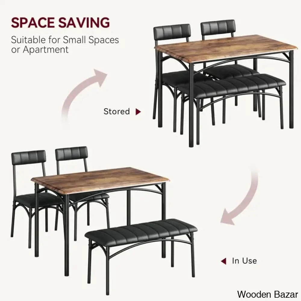 Jatta Stylish 4 Seater Dining Table Set - Wooden Bazar