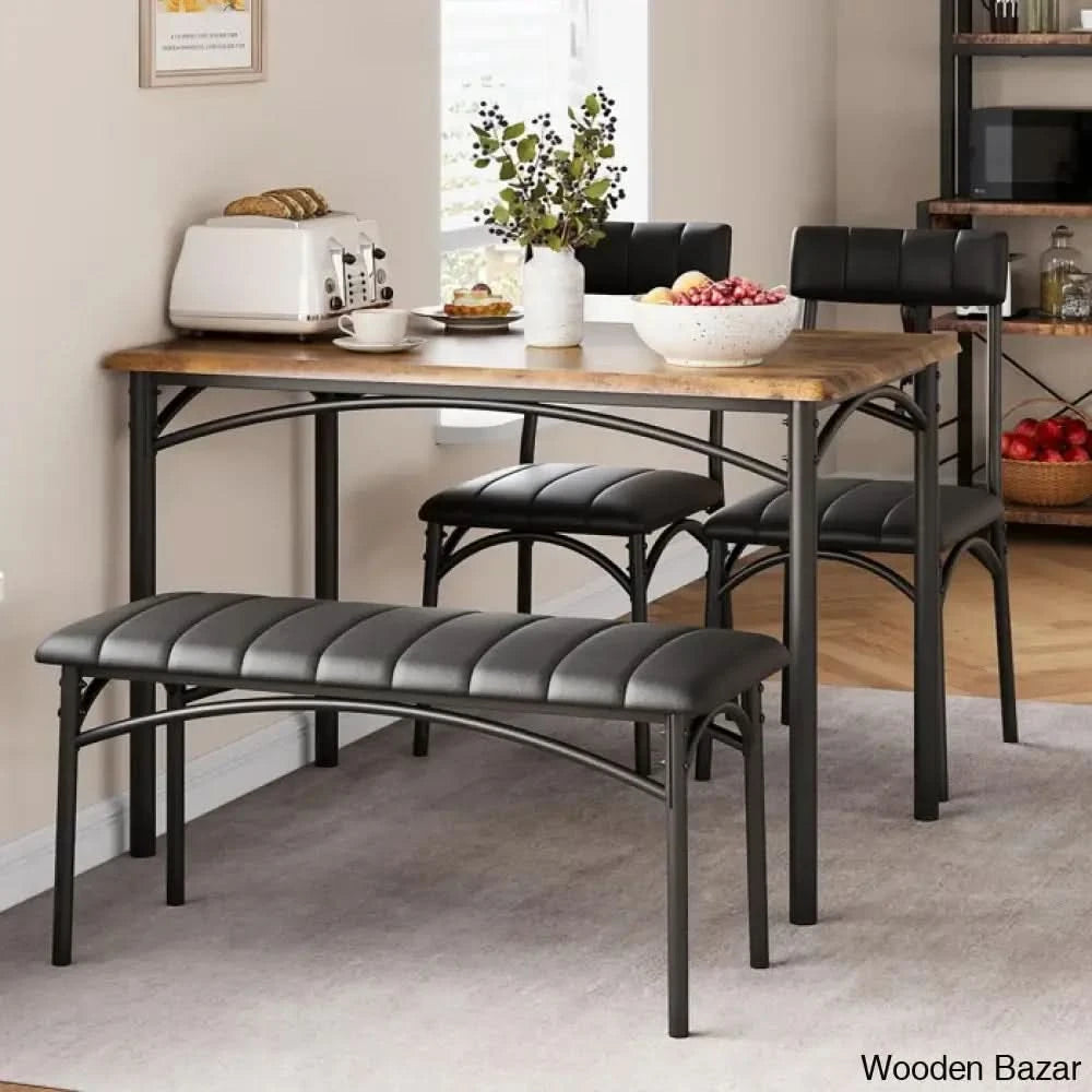 Jatta Stylish 4 Seater Dining Table Set - Wooden Bazar