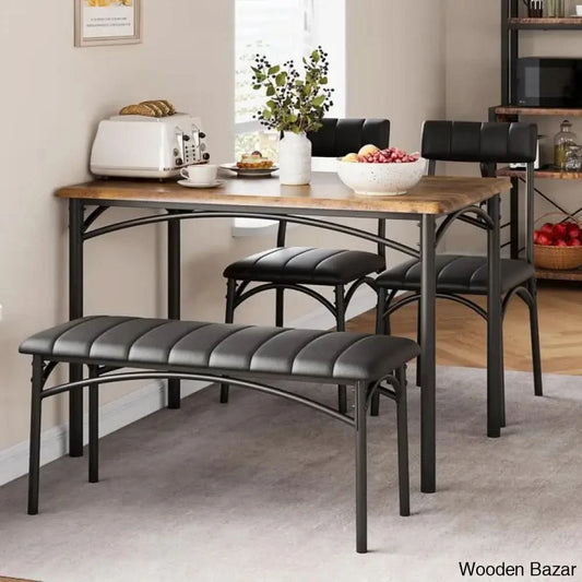 Jatta Stylish 4 Seater Dining Table Set - Wooden Bazar