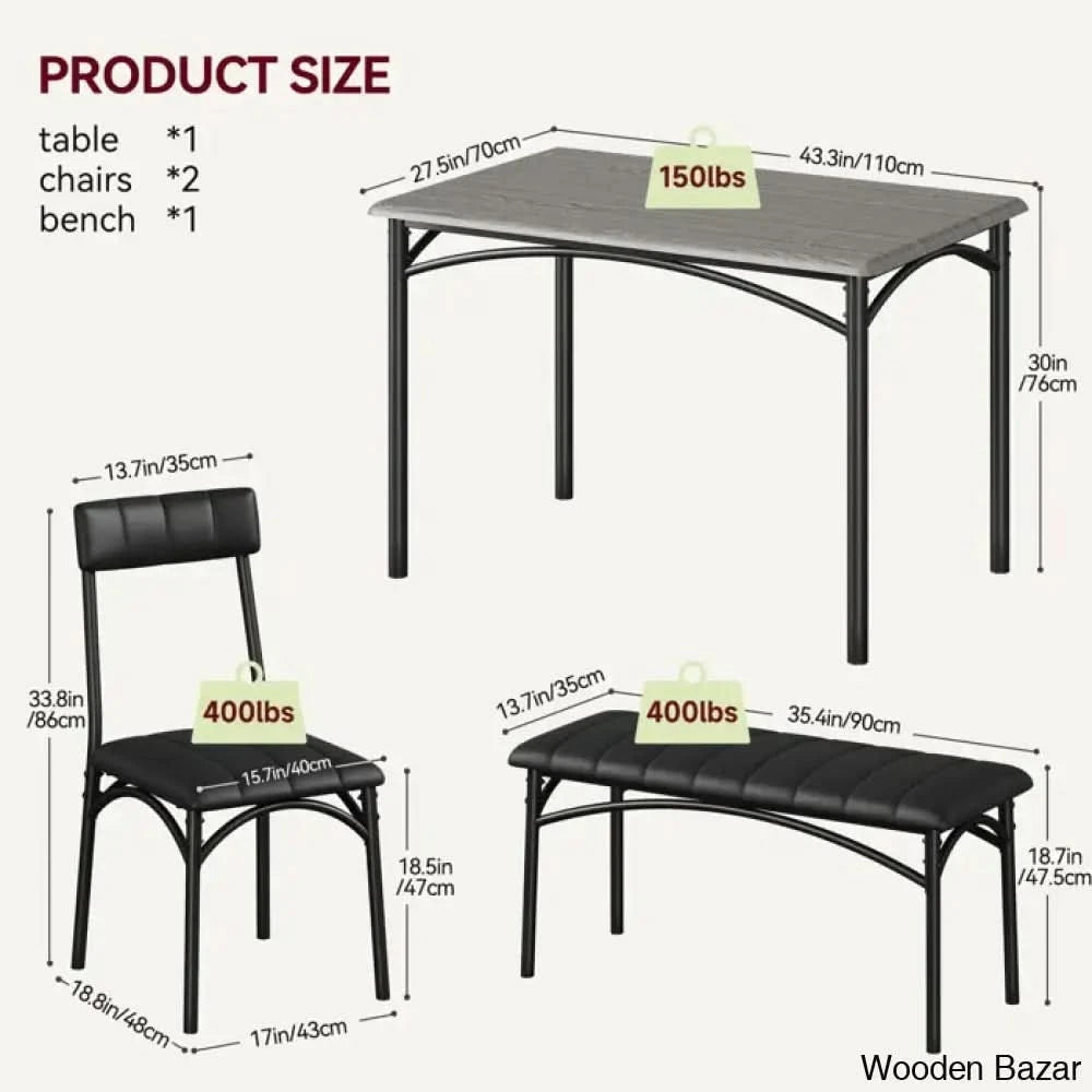 Jatta Stylish 4 Seater Dining Table Set - Wooden Bazar