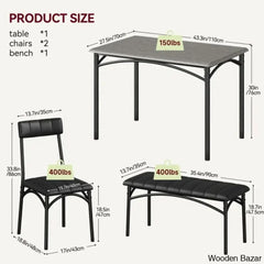 Jatta Stylish 4 Seater Dining Table Set - Wooden Bazar