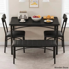 Jatta Stylish 4 Seater Dining Table Set - Wooden Bazar Black