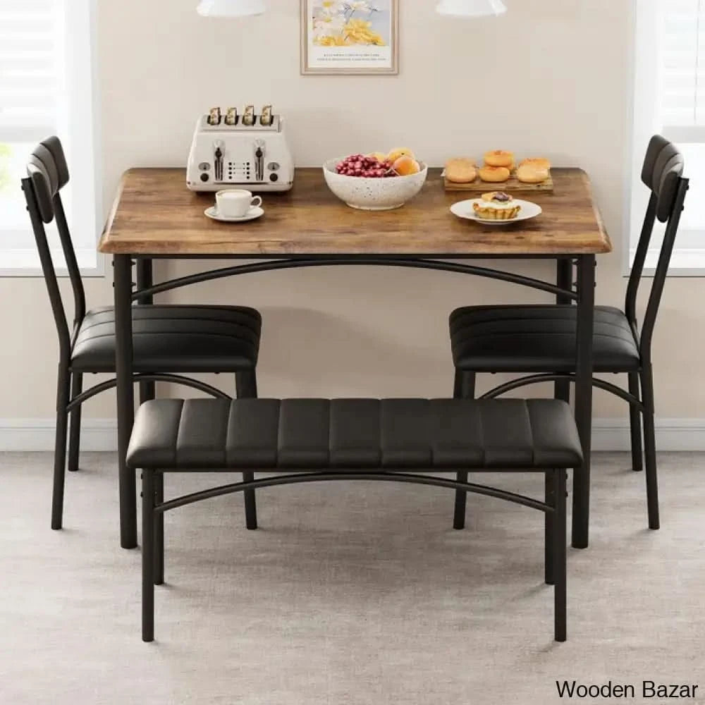 Jatta Stylish 4 Seater Dining Table Set - Wooden Bazar Brown