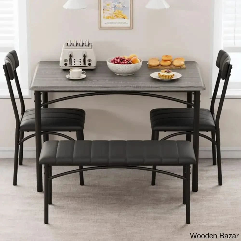 Jatta Stylish 4 Seater Dining Table Set - Wooden Bazar Grey