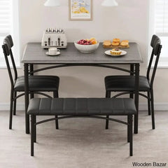 Jatta Stylish 4 Seater Dining Table Set - Wooden Bazar Grey