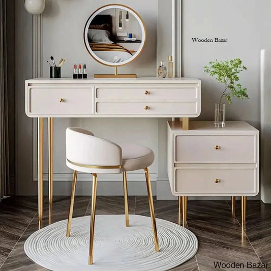 Jianyu Vanity Dressing Table With Lighted Mirror And Stool