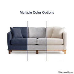 Joanne Upholstered 3-Seater Sofa With Solid Wood Base - Wooden Bazar