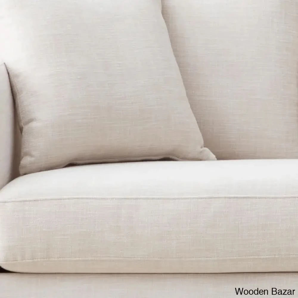 Joanne Upholstered 3-Seater Sofa With Solid Wood Base - Wooden Bazar