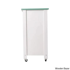 Jontarius 31.5’’ Wide Rolling White Kitchen Island With Table-Top Trolley Cart Cabinet Kitchen