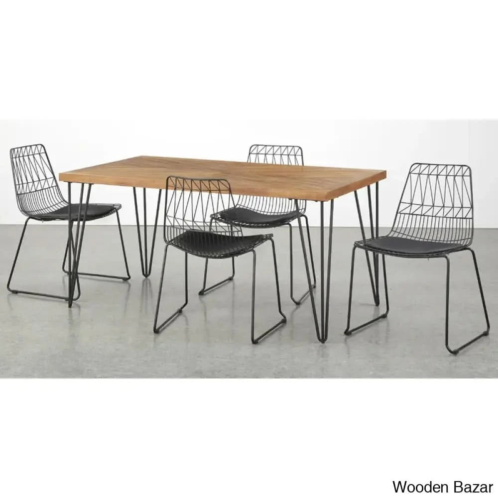 Joplin Modern 4 Seater Dining Table Set - Wooden Bazar