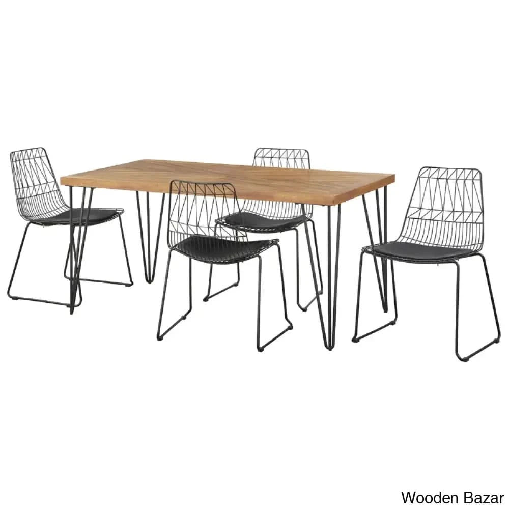Joplin Modern 4 Seater Dining Table Set - Wooden Bazar