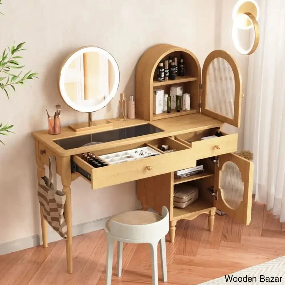 Jordynn Makeup Vanity With Hook And Drawers