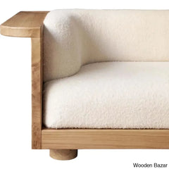 Josiphine Solid Wood 3-Seater Sofa With Upholstery - Wooden Bazar