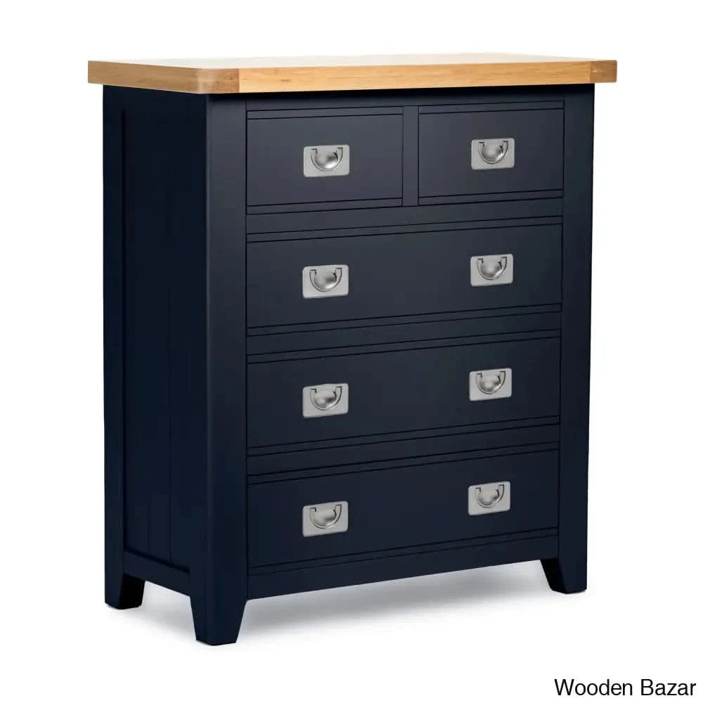 Kachelle 5 Drawer Chest In Solid Wood Modish Stylish - Wooden Bazar