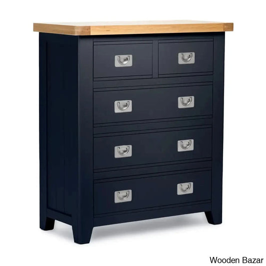 Kachelle 5 Drawer Chest In Solid Wood Modish Stylish - Wooden Bazar