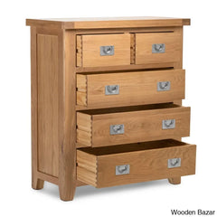 Kachelle 5 Drawer Chest In Solid Wood Modish Stylish - Wooden Bazar