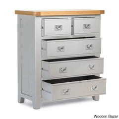 Kachelle 5 Drawer Chest In Solid Wood Modish Stylish - Wooden Bazar