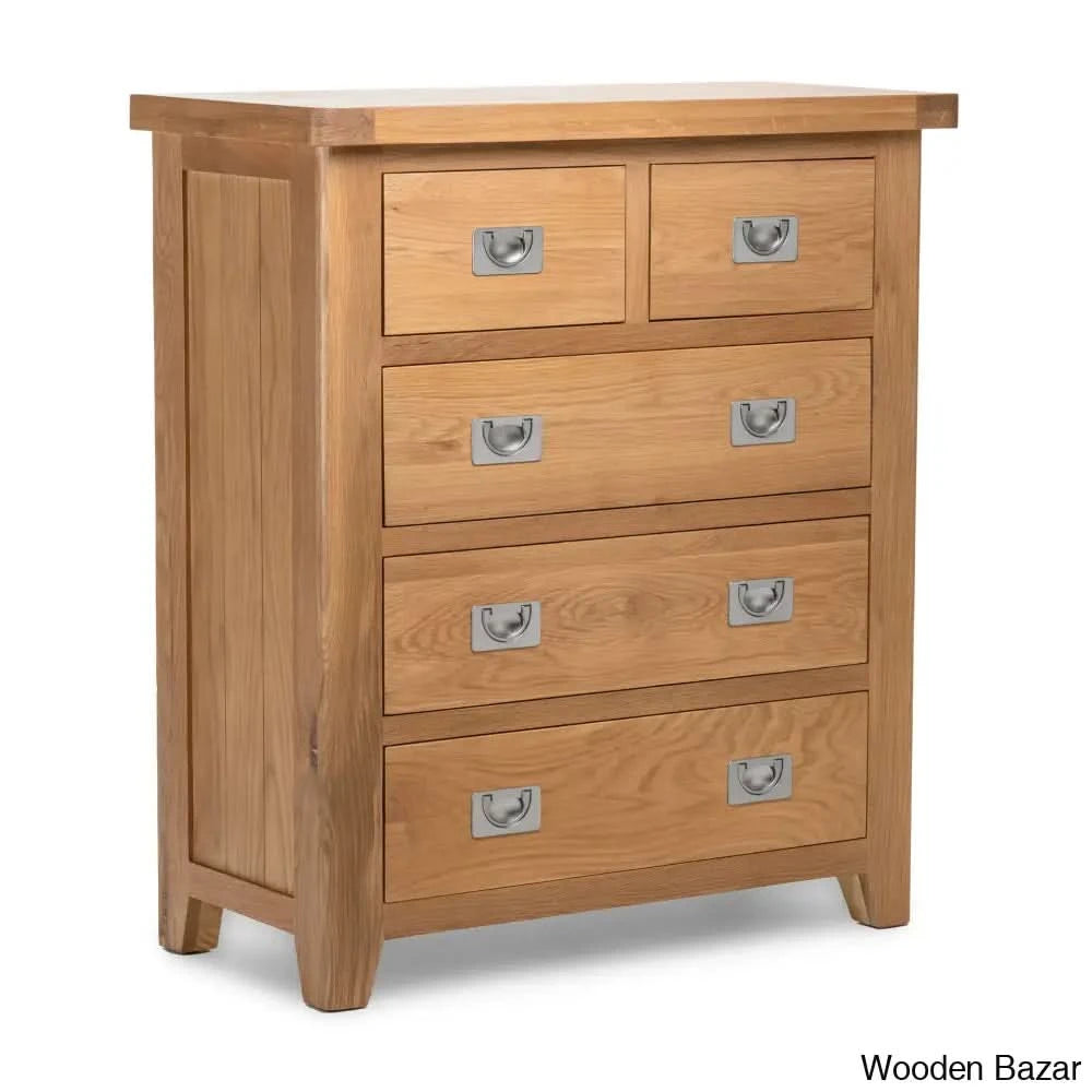 Kachelle 5 Drawer Chest In Solid Wood Modish Stylish - Wooden Bazar