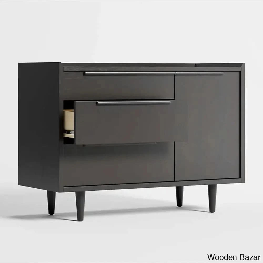 Kade Chic Solid Wood Tate Walnut 3 Chest Of Drawer - Wooden Bazar