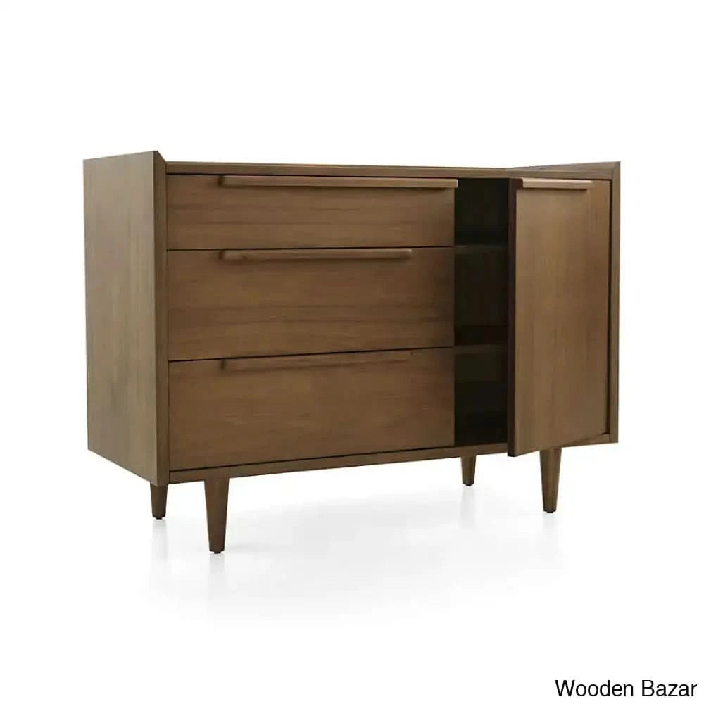 Kade Chic Solid Wood Tate Walnut 3 Chest Of Drawer - Wooden Bazar