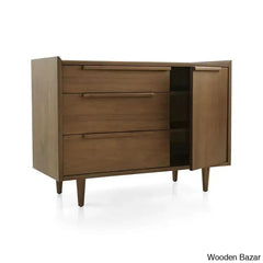 Kade Chic Solid Wood Tate Walnut 3 Chest Of Drawer - Wooden Bazar