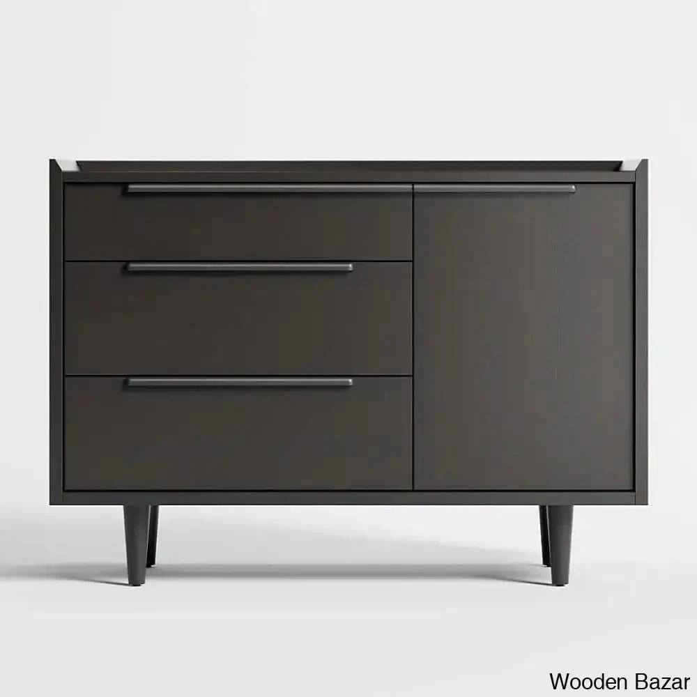 Kade Chic Solid Wood Tate Walnut 3 Chest Of Drawer - Wooden Bazar