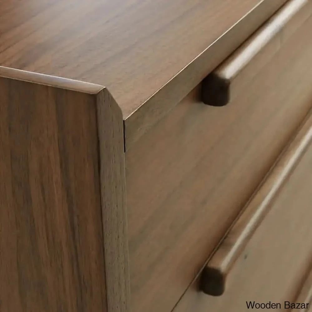 Kade Chic Solid Wood Tate Walnut 3 Chest Of Drawer - Wooden Bazar