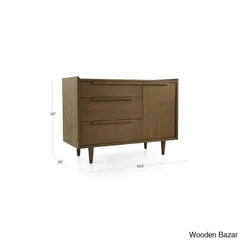 Kade Chic Solid Wood Tate Walnut 3 Chest Of Drawer - Wooden Bazar