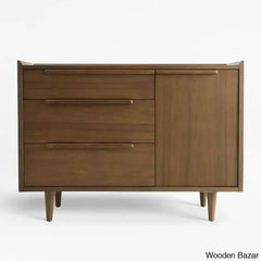 Kade Chic Solid Wood Tate Walnut 3 Chest Of Drawer - Wooden Bazar