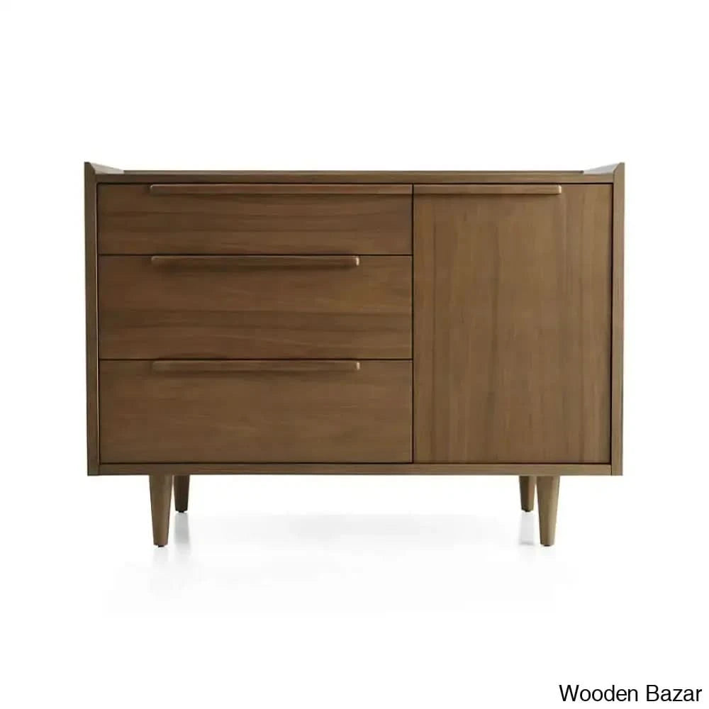 Kade Chic Solid Wood Tate Walnut 3 Chest Of Drawer - Wooden Bazar