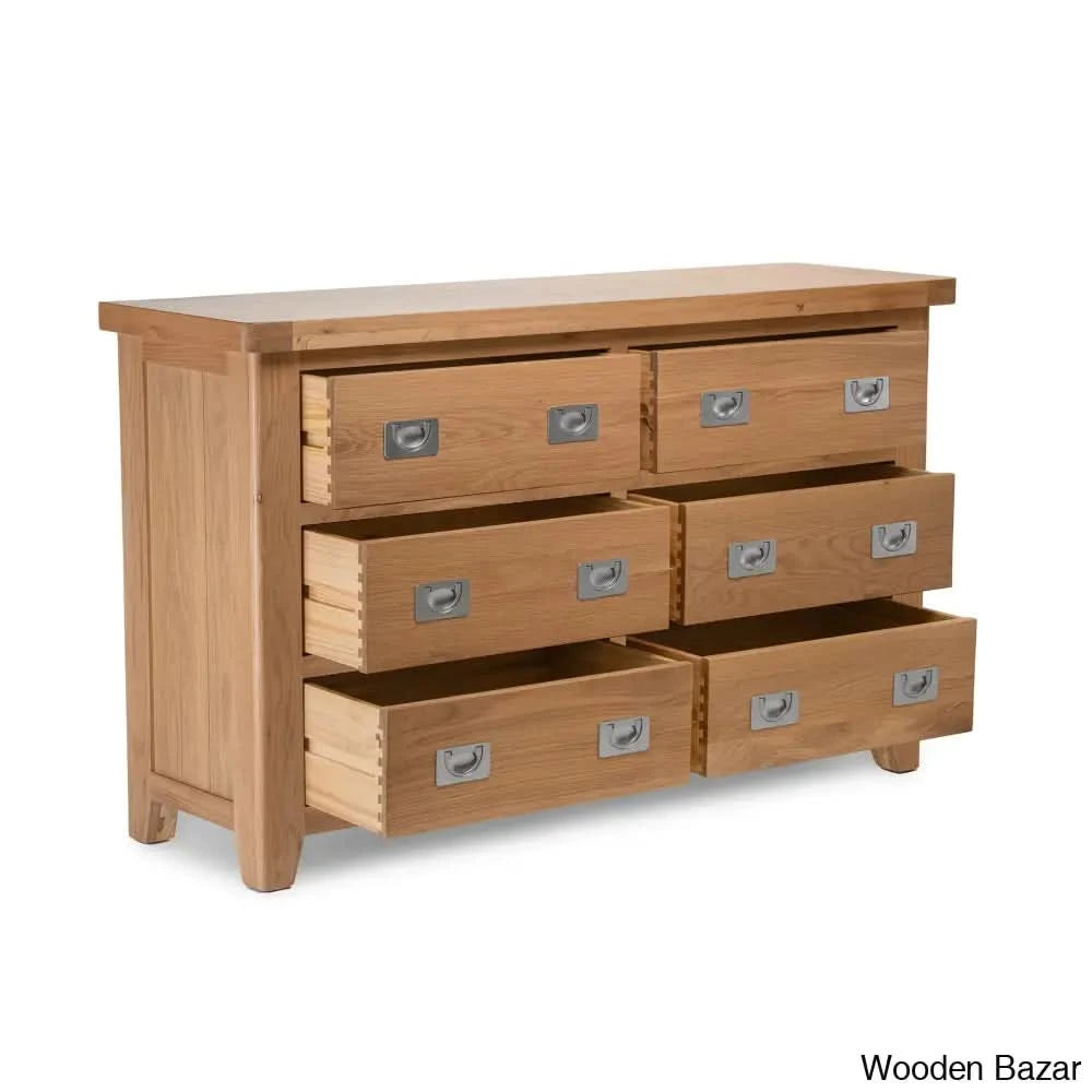 Kaela Modish Stylish Solid Wood Chest Of Drawer With 6 - Wooden Bazar