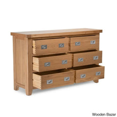 Kaela Modish Stylish Solid Wood Chest Of Drawer With 6 - Wooden Bazar