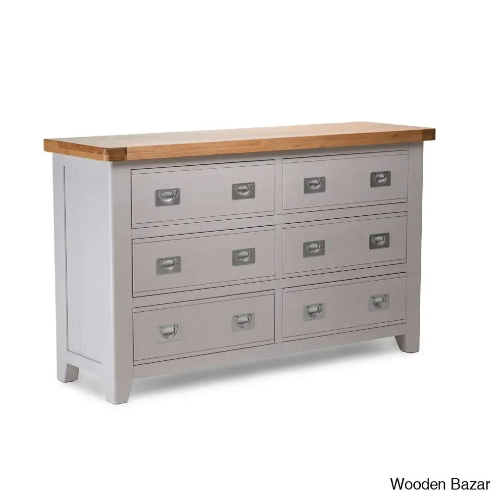 Kaela Modish Stylish Solid Wood Chest Of Drawer With 6 - Wooden Bazar