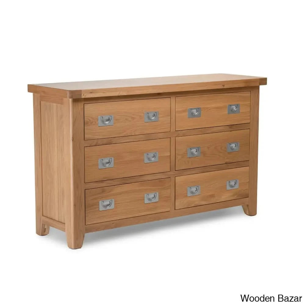Kaela Modish Stylish Solid Wood Chest Of Drawer With 6 - Wooden Bazar