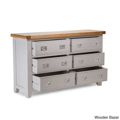 Kaela Modish Stylish Solid Wood Chest Of Drawer With 6 - Wooden Bazar