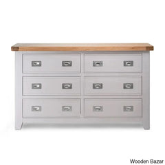 Kaela Modish Stylish Solid Wood Chest Of Drawer With 6 - Wooden Bazar Grey