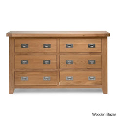 Kaela Modish Stylish Solid Wood Chest Of Drawer With 6 - Wooden Bazar Natural