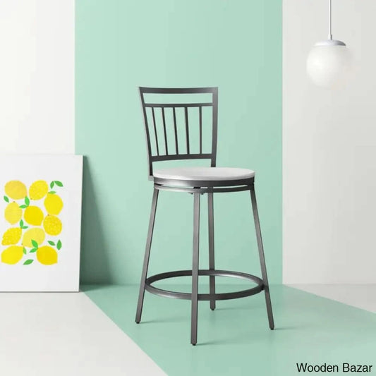 Kanagyl Swivel Counter And Bar Stool With Metal Frame Whitewashed / (25’’ Seat Height)